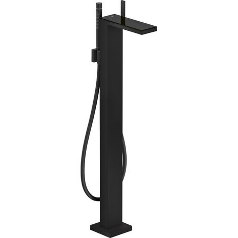 Mitigeur de baignoire monocommande AXOR MYEDITION, plaque de sol, finition noire mate/verre noir