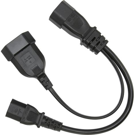 Câble d'alimentation professionnel en Y IEC320 C14 vers IEC320 C13 et UE, 32 cm (12,6 po), 10 A, 250 V (1/5)