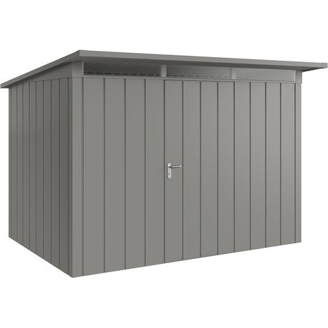 Hörmann Metall-Gerätehaus "Juno" mit Pultdach, JPD12 - Modern, 310 x 214 cm (B x T), graualuminium, 1-flüglige Tür, Anschlag rechts