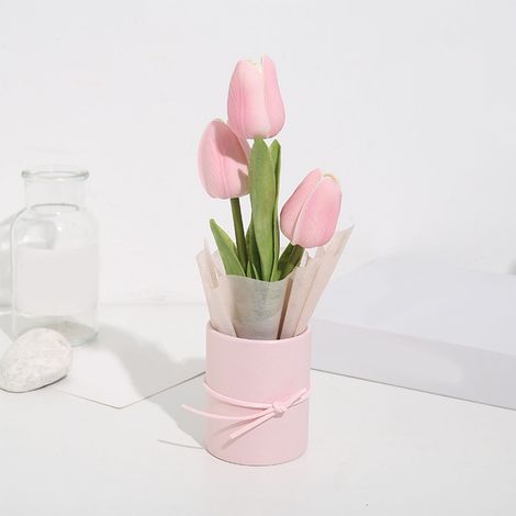 Kit de bricolage pour mini-bouquet de tulipes roses, cadeau pour la fête des mères/la Saint-Valentin, bouquet à main. (1/3)