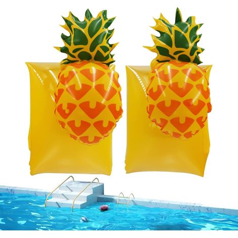 Flotteurs de bras Manchons gonflables portables ananas mignons Flotteur de natation pour enfants pour l'eau, plage, lac, vacances, voyage, bateau, croisière, parc, cour, maison, fête (1/3)