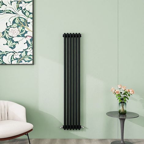 AICA 1500x290mm 3 Column Vertical Black Radiator Central Heating Cast Iron Style