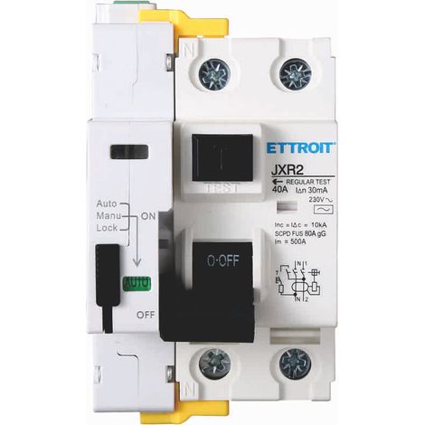 INTERRUTTORE DIFFERENZIALE SALVAVITA RIARMO AUTOMATICO 3 MODULI 2P 40A 230V 30mA - JXR2 (1/5)