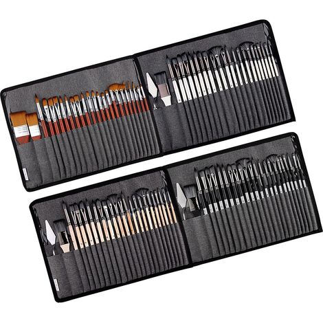Pinselset für Öl-, Aquarell- und Acrylmalerei, Holzstäbchen-Set mit Canvas-Tasche, 25-teilig, HB-8622BB (1/5)