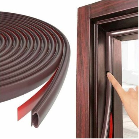 Joint de porte et fenêtre - 6m/236inch - Marron - Forme D - Isolation Phonique - Remplacement pour un écart de 2.5-6mm - Caoutchouc TPE - Autocollant Upvc - Isolant Bande D'étanchéité - Pvc Joint Ca (1/5)