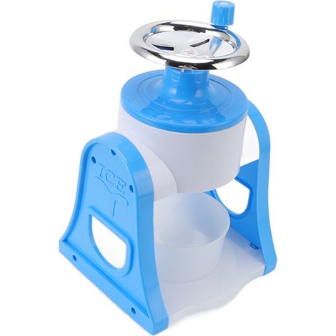 Machine à glace pilée à manivelle, lames en acier inoxydable, broyeur à glace portable et sûr pour la maison, les restaurants, les cafés et les stands de restauration, bleu (1/5)