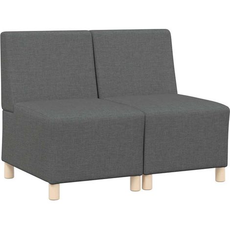Unité de Sofa Modulaire Sans Accoudoirs 2 pcs Gris foncé (1/5)