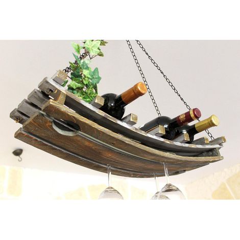 Casier à vin 5089 Casier de plafond en bois 65 cm Étagère à suspendre Porte-bouteilles Casier à bouteilles (1/5)