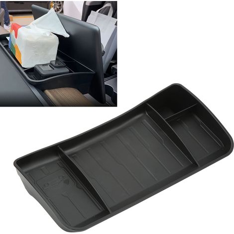 (Vidéo disponible) Boîte de rangement noire pour tableau de bord avec plateau de rangement pour écran de navigation arrière pour Tesla Model 3/Y 2017-2023 (1/5)