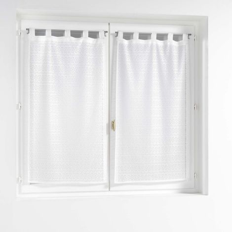 Paire de Voilages Maille "Naomie" 60x120cm Blanc (1/4)