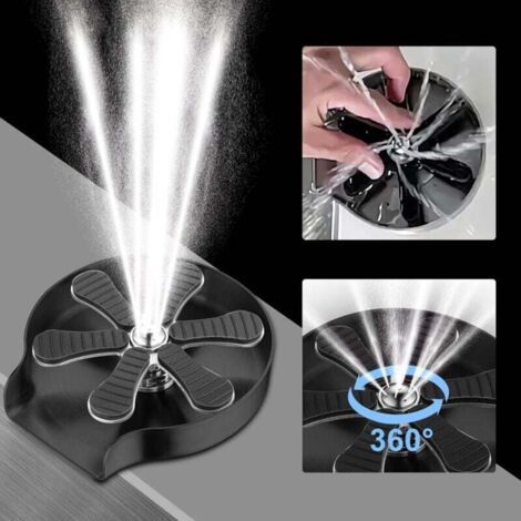 NALOOKAMIC  Lave Verre pour éVier Lavabo - Rince Verre Brosse En Verre pour éVier De Bar - Lave Biberon Bouteille, Accessoire Evier Cuisine - Noir