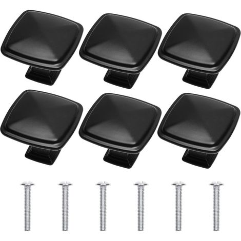 6 pomelli quadrati per mobili - Nero opaco - Maniglie per cassetti, armadi e comò da cucina - Maniglie dal look classico - Accessori per il fai da te e la ristrutturazione della casa (1/5)