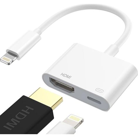MFi-zertifizierter digitale Lightning-zu-HDMI-Adapter für iPhone, iPad und iPod – Kompatibel mit iOS 17/18, Full-HD-Videotransfer (1080p), integrierter Audioausgang, latenzfrei