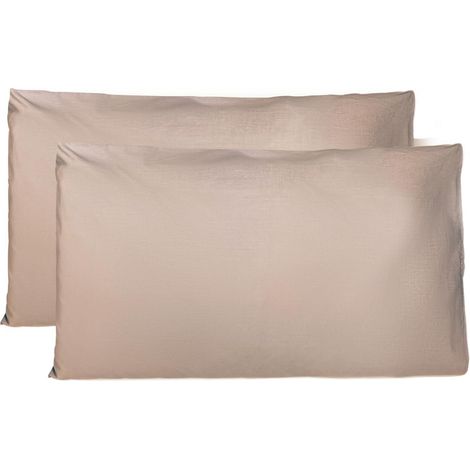 Taie Oreiller 100% Coton 40x70 CM Lot De 2, Taie d'oreiller Rectangulaire 100% Coton avec Fermeture - Beige 2 (1/5)