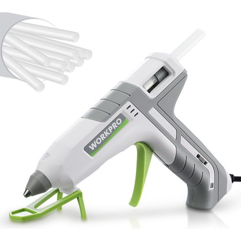 Workpro – Pistolet à colle chaude 60 W/100 W – Temps de chauffe 90s – 10 bâtons 11x200 mm – Buse étanche pour écoulement uniforme (1/5)