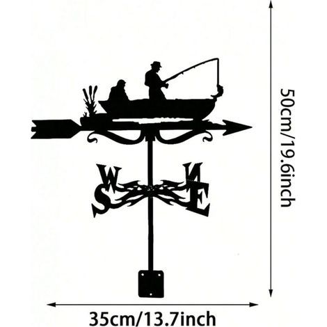 Girouette de pêcheur en fer forgé, décoration de jardin, cour, extérieur, indicateur de direction du vent, kit pour pelouse extérieure (1/5)