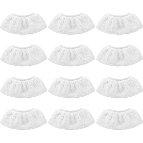 12Pcs Bonnettes Microfibre Lingettes,Blanc Lingettes Bonnettes Accessoire,compatible avec la plupart des Nettoyeur à vapeur (1/5)