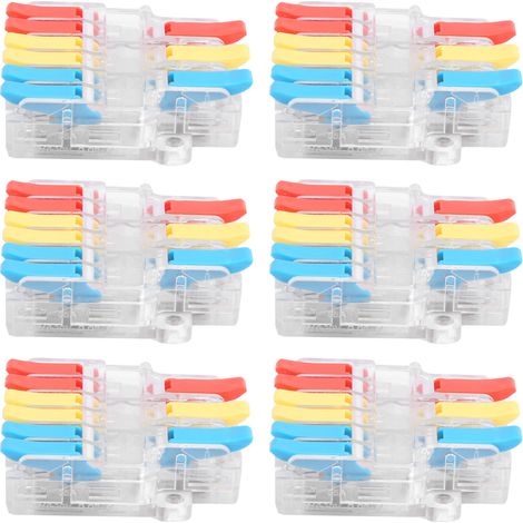 10 Pièces Connecteur de Jonction Transparent LT-636, Borne de Raccordement 3 Entrées 6 Sorties pour Câbles 0.5-6.0mm², Connexion Électrique (1/5)