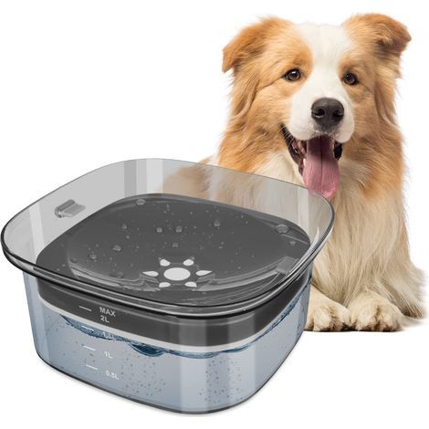 Gamelle Anti Éclaboussures, Grande Capacité 2L Gamelle d'eau pour Chien, No-Spill Gamelle Anti Débordement Bol, Bouche Pas Mouillée Abreuvoir Chat et Chien pour la Maison/Les Voyages(Noir) (1/5)