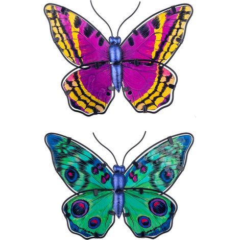 Signes Grimalt Figura De Animal Adorno Pared  Figura Mariposas 2 Unidades Jardin Multicolor 1x24x17cm 24948