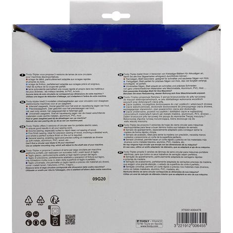 Tivoly • Lama per sega circolare • Ø216mm • 80 denti in metallo duro • Per tagliare legno duro • Per tagliare legno laminato