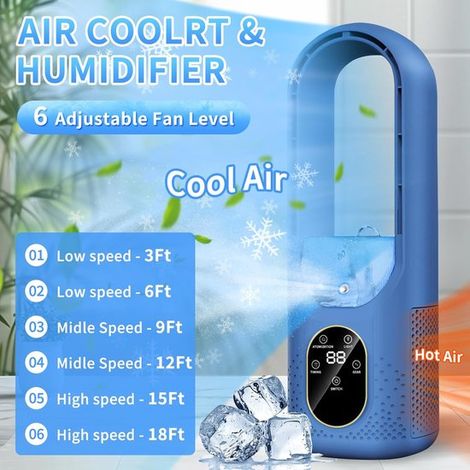Climatiseur mobile,6 modes,rafraîchisseur d'air portable avec ventilateur de refroidissement à eau,minuterie 1 à 6 heures,lumière LED 7 couleurs