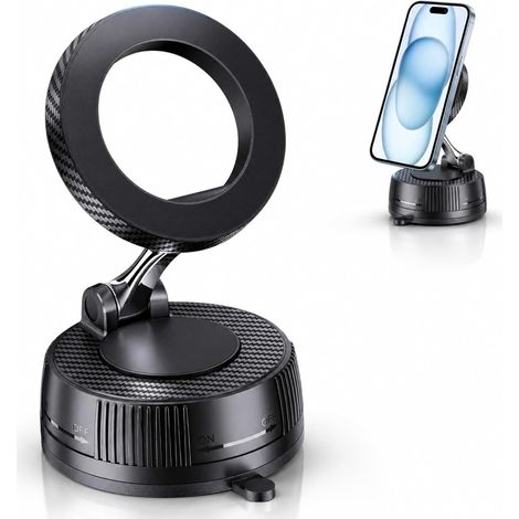Soporte magnético para teléfono de coche Soporte de Succión, Anticaída Ultra Estable, Compatible con MagSafe, iPhone Samsung Android, Tablero (1/5)