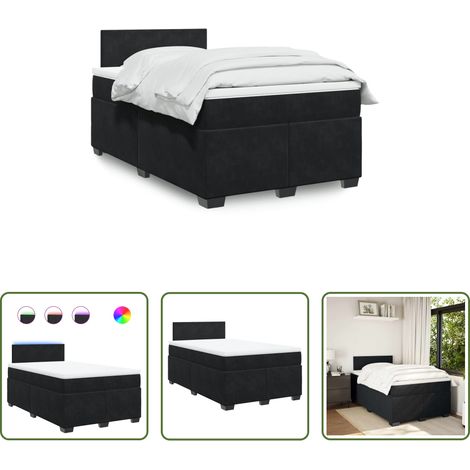 Matelas à ressorts ensachés - Sommier à lattes de lit avec matelas noir 120x190 cm velours (1/5)