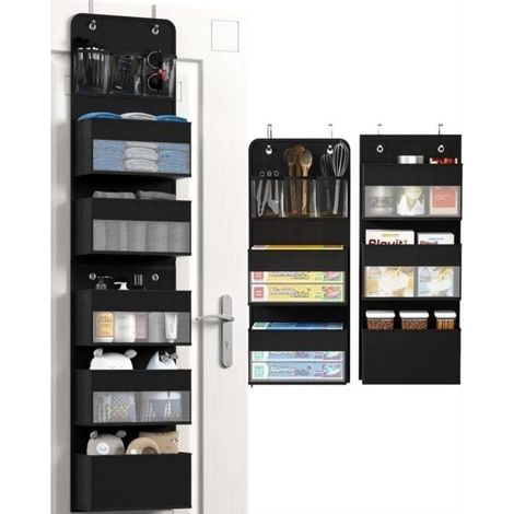 6-Tier Over-the-Door Hanging Organizer, Hanging Storage, Door or Wall Hanging Shelf for Bedroom or Office, Black (1/4)