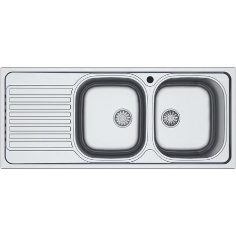 Lavello incasso acciaio inox 116x50 cm doppia vasca e gocciolatoio sinistro SA138 (1/7)