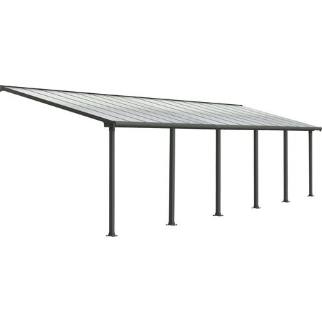 Palram – Pergola 28.9m² gris anthracite – Structure en aluminium résistante à la corrosion – Panneaux polycarbonate 16mm – Système gouttière intégré – 704360 (1/5)