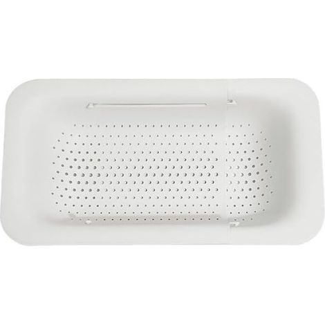 Kaelt - Passoire de cuisine pliable et extensible, à poser sur l'évier, en silicone, portable et réglable, pour laver fruits, légumes et nouilles (blanche) (1/5)