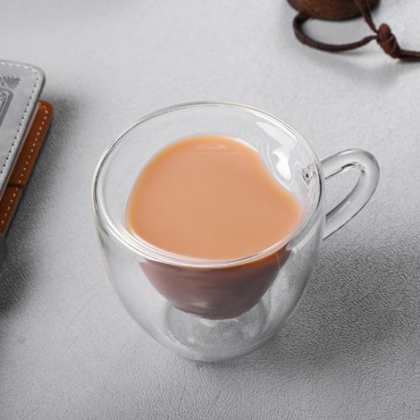 Coffee Heart: Doppelt isolierter Becher aus Borosilikatglas - Weiß (80 ml/180 ml/280 ml) (1/5)