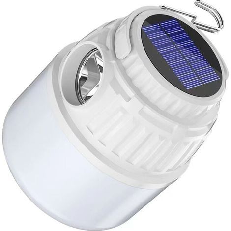 Realky LED-Campinglaterne, wiederaufladbare Solar-Campinglampe mit Typ-C-Anschluss, 4 Helligkeitsstufen, tragbare wasserdichte Campinglampe für Camping, Angeln, Wandern und Notfälle [Energieklasse A++ (1/4)
