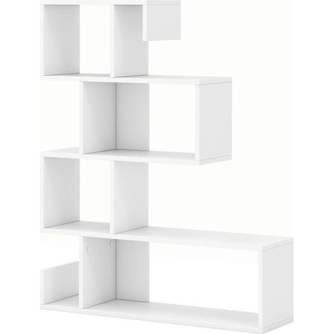 Bibliothèque en S 5 niveaux, cubes ouverts, étagère géométrique blanche pour salon, bureau ou étude (1/5)