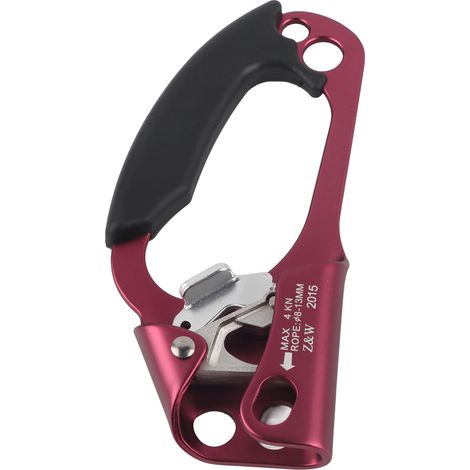 Dispositif d'escalade 4KN pour droitier, poignée d'alpinisme, rouge vin (1/5)