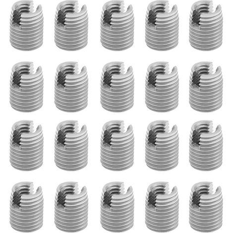 Lot de 20 inserts filetés autotaraudeurs fendus en métal M4 x 8 mm (1/5)