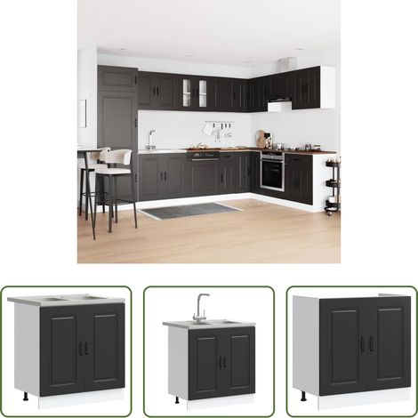 Holzwerkstoff -  Küchenschrank Kalmar Schwarz 80 x 46 x 81.5 cm Holzwerkstoff (1/5)