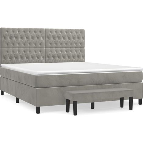 Maison Exclusive - Cama box spring con colchón terciopelo gris cl (1/5)