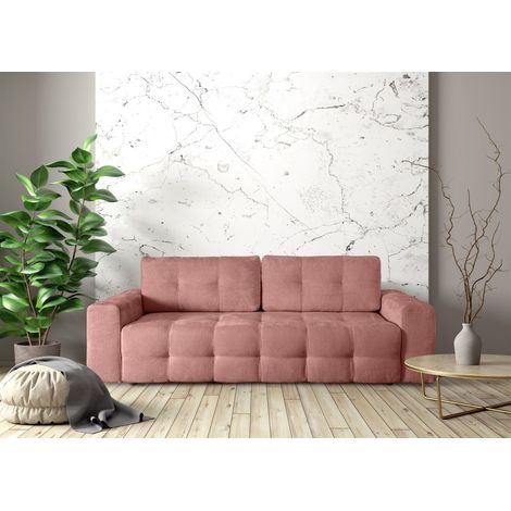 Schlafsofa Designersofa Sofa 3-Sitzer ARIELLE in Stoff Perfect Harmony Altrosa (1/5)