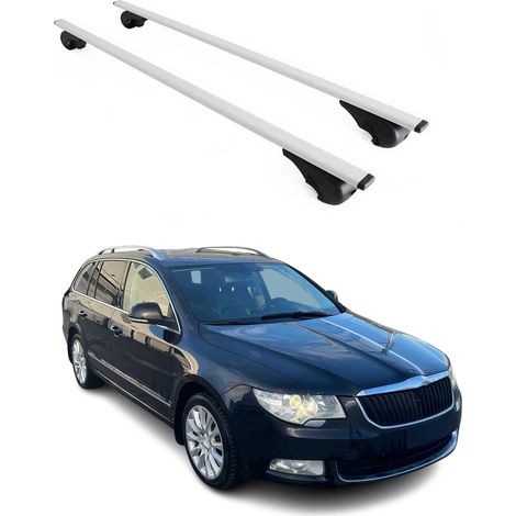 OMAC Dachträger Querträger für Skoda Superb II Kombi 2008-2015 – Abschließbar – Max. 75 kg – 2 Stangen Stahl Silber (1/5)