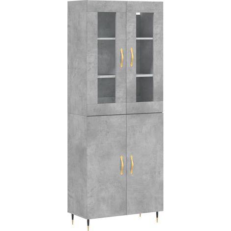Maison Exclusive - Buffet haut Gris béton 69,5x34x180 cm Bois d'ingénierie (1/5)