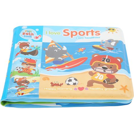 Livre de bain flottant pour bébé avec effets sonores amusants, fabriqué en matériau EVA sûr, durable et résistant à la décoloration, imperméable, convient aux bébés de 3 ans et plus, thème sportif B10 (1/5)