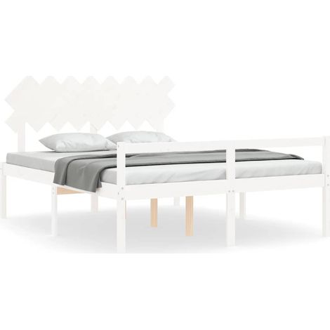 Maison Exclusive - Seniorenbett mit Kopfteil 160x200 cm Weiß Mass