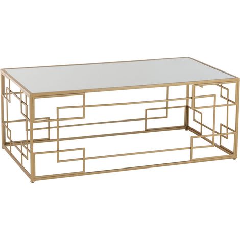 Table basse en métal avec plateau en verre Doré 65x120 cm (1/5)