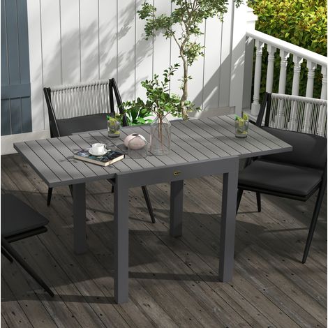 Tavolo da giardino allungabile 6 posti 81/162 x 80 x 75 cm in alluminio grigio DESVIAE (1/5)