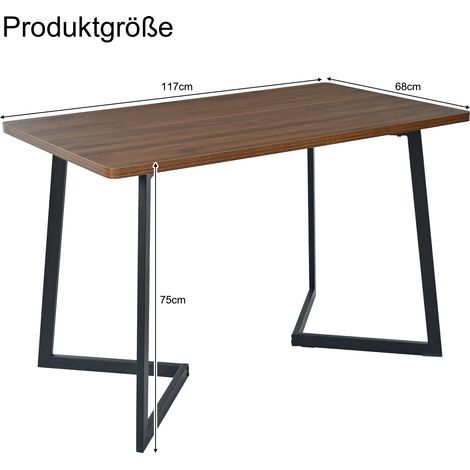 Essgruppe (5-tlg),Esstisch mit 4 Stühlen Set, Moderner Küchentisch Set , Holzmaserung Küchentisch mit Schwarz Metallbeinen, MDF Tischplatte in Walnussfarbe,Dunkelgrün Samt Esszimmerstühle (1/5)