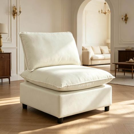 Moderner 1-Sitzer-Sessel 74 x 85 x 78 cm mit dicken Kissen, Creme OKMYHOME (1/5)