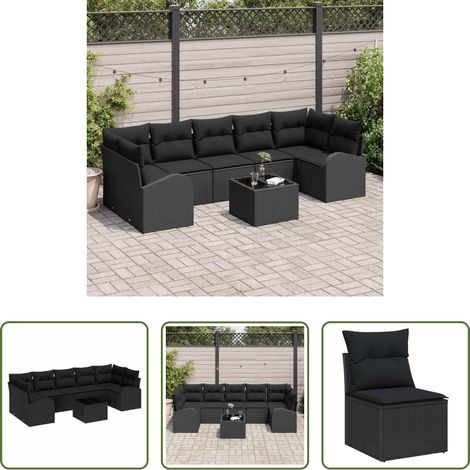 Außensofa - Gartensofa-set Schwarz 55 x 55 x 37 cm Poly-Rattan (1/5)