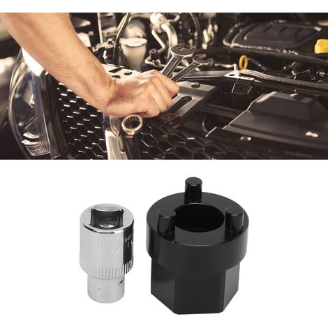 2-teiliges Werkzeugset zum Ausbau der Kupplungsnabe von Klimakompressoren, 7-mm-Steckschlüssel + 3/8"-Antrieb für Denso-Kompressoren ohne Kupplung, kompatibel mit 5SE09C, 5SE12C, 5SEL12C, 5SL12C. (1/5)